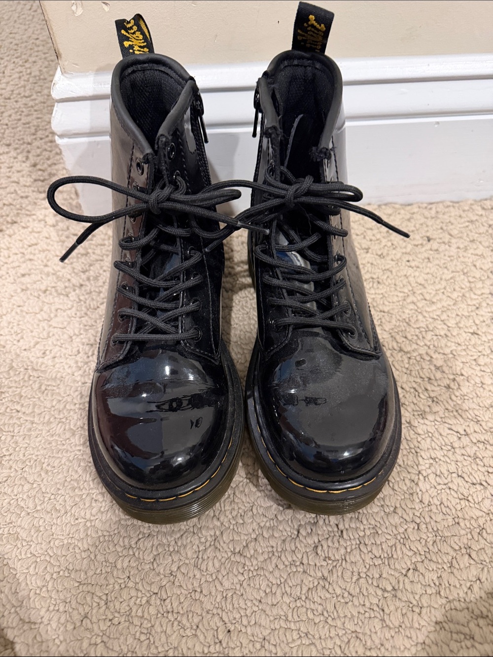 Dr. Martens Black Patent Lace-Up Ankle Boots